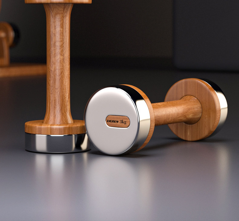 Dumbbell Set - Wood & Steel Adjustable Dumbbell Set